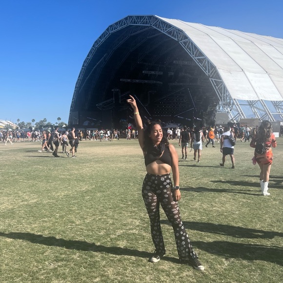 Black daisy transparent flare pants - Picture 4 of 4